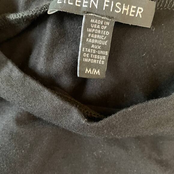 Eileen Fisher Medium Black Stretch Viscose High Slit Mock Neck Midi Tunic - Picture 7 of 8